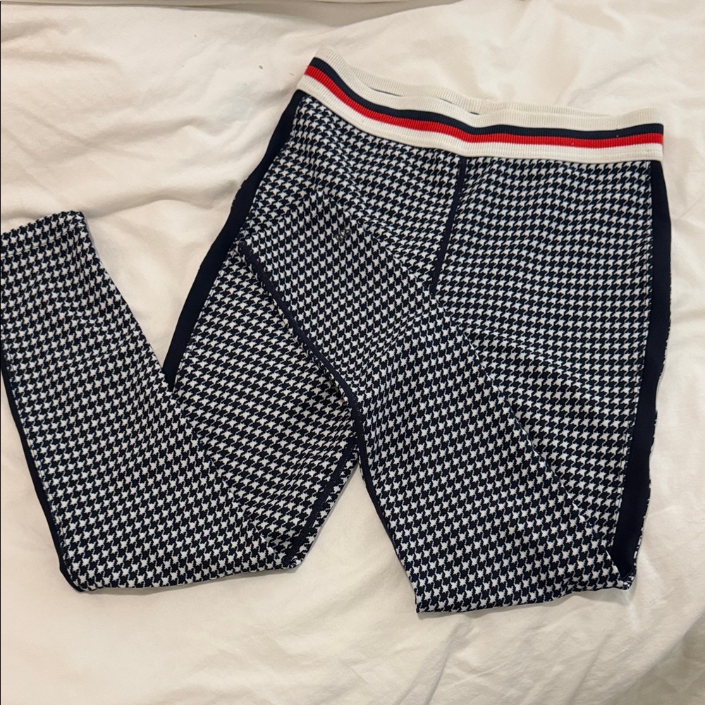 Splits59 Houndstooth Athletic Leggings with Striped Waistband